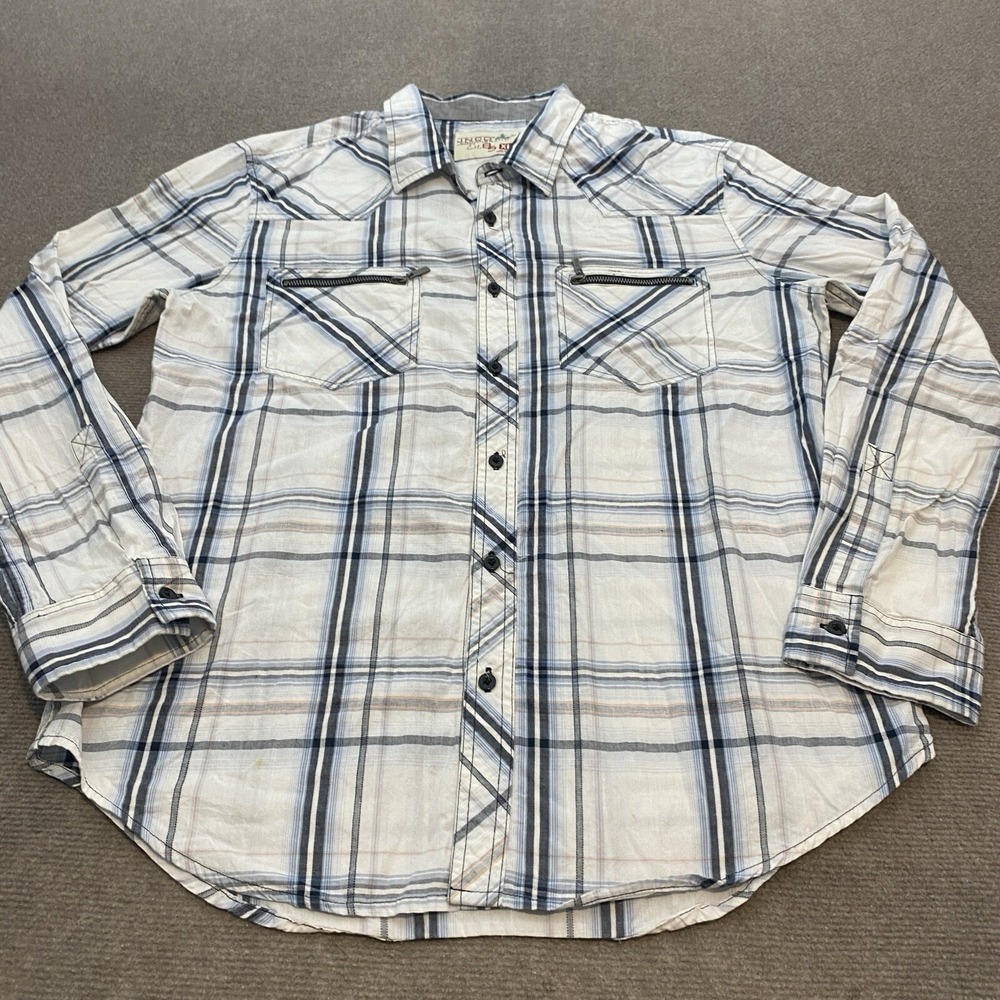 Vintage Jnco XL Men's Y2K Button Up Striped Zipper Pocket Long‎ Sleeve Skater